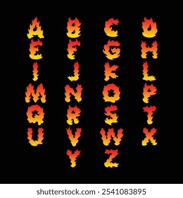 Este llamativo alfabeto de Vector Video de letras llamativas presenta un llamativo efecto de texto de fuego, ideal para carteles, camisetas, logotipos, gráficos de juegos, cubiertas de álbumes. alfabeto de llama, fuente ardiente, letra ardiente