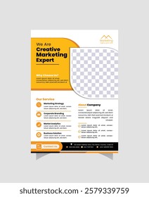 This eye-catching flyer template promotes creative marketing services.