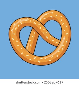 This eye-catching illustration showcases a single pretzel against a clean, light-blue backdrop