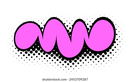 This eye-catching pop art illustration features bold pink abstract shapes against a dotted black and white backdrop, invoking retro yet modern vibes.