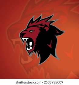 This eye-catching vector EPS illustration features a bold red lion head mascot, expertly designed to convey strength and fierceness. 