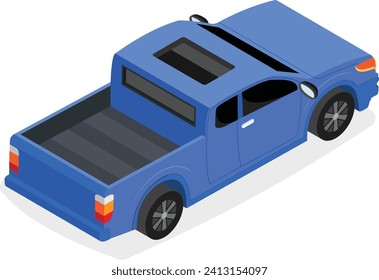 This eye-catching vector illustration of a cool blue pickup truck with a sunroof is perfect for any project that needs a touch of automotive flair.