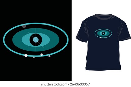 Este design atraente de T-shirt vetorial apresenta uma ilustração artística detalhada de um olho, perfeito para vestuário de moda e mercadoria gráfica. Trabalhado em formato EPS para fácil personalização 