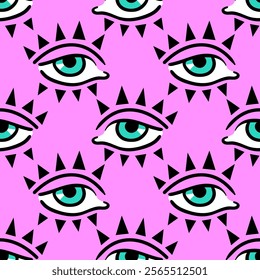 This eye-catching vintage pattern showcases playful eyes in a groovy design, reflecting the vibrant styles of the 1970s and 1980s. With funky colors and a Y2K twist, it adds a retro flair