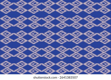 This fabric pattern features white diamond-shaped motifs in a symmetrical, repeating layout on a deep blue background, inspired by traditional Thai design.
