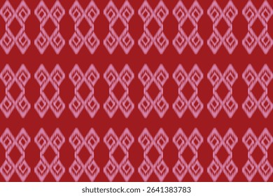 This fabric pattern features white diamond-shaped motifs in a symmetrical, repeating layout on a deep red background, inspired by traditional Thai design.