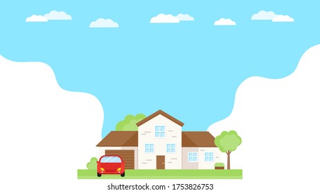 This is a facade of the house. Vector banner.