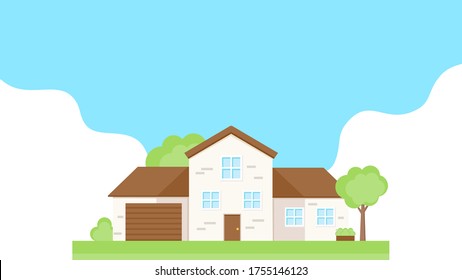 This is a facade of the house. Vector banner.
