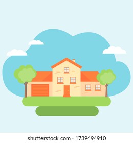 Esta es una fachada de la casa. Ilustración vectorial.