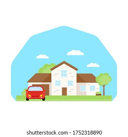 Das ist eine Fassade des Hauses. Vektorgrafik.
