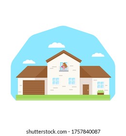 This is a facade of the house. Vector illustration.