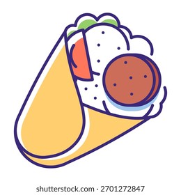 Este icono de envoltura de falafel es adecuado para comida vegana, etc.