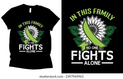 In This Family No One Fight Alone Breast Cancer Awareness green t-shirt design