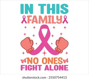 En esta familia nadie lucha solo camiseta, Cáncer diciendo camiseta, cáncer de mama SVG, archivo de corte para cricut, cáncer Citas divertidas, camiseta de cáncer