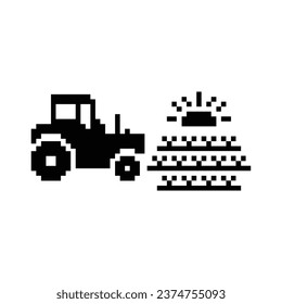 este es un icono de granja 1 bit estilo en píxeles con color negro y fondo blanco, este elemento es bueno para presentaciones, pegatinas, iconos, diseño de camisetas, activo de juego, logotipo y su proyecto.