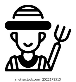 Este ícone Farmer é adequado para a alimentação e agricultura, etc.