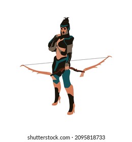 This female archer character vector, dressed like a female hunter looks cool