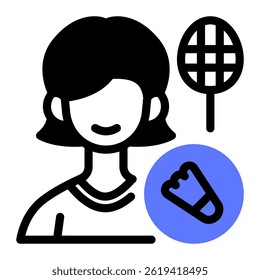 This Female Athlete icon is suitable for Badminton, Sport, etc