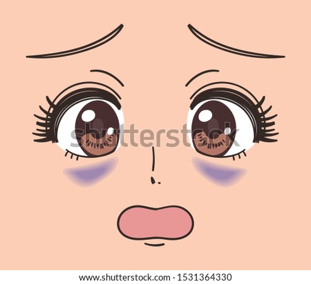 This is a female face. She suffers from darkening under her eyes