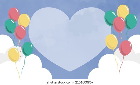 Esta es una ilustración de fondo festiva que muestra el cielo con globos coloridos volando.