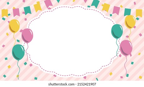 This is a festive background image illustration featuring colorful balloons and garland.