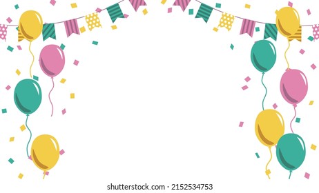Esta es una ilustración de fondo festivo que presenta globos coloridos y garland.