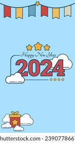 This is a festive greeting card for the New Year 2024