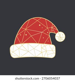 Esta ilustração festiva apresenta um design geométrico moderno de um chapéu de Papai Noel, perfeito para projetos de Natal
