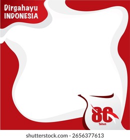 Este marco de twibbon de la 80ª independencia de Indonesia ofrece un amplio espacio de copia, lo que lo hace adecuado para invitaciones o anuncios de celebración en varios proyectos creativos.