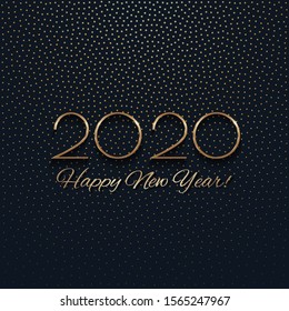 This is a festive New Year design with a golden inscription 2020 on a textured background. Vector illustration.
