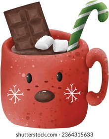 This festive PNG design features a steaming mug of rich hot chocolate adorned with marshmallow and chocolate of colorful holiday sprinkles.