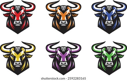 This fierce bull emblem, featuring bold red and black colors, is ideal for strong brand recognition. The powerful design grabs attention and conveys intensity.