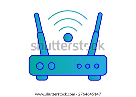 This fifth image is a stylized, minimalist illustration of a Wi-Fi router or modem.