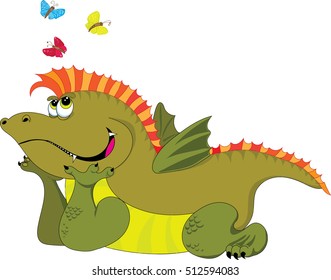 This figure with a funny dragon who lies and dreams.
