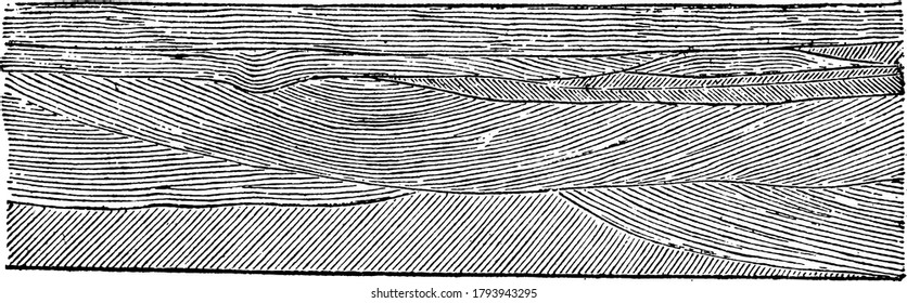 esta figura mostra uma cama transversal eólica que é formada pela capacidade do vento para moldar a superfície da terra, vintage desenho de linha ou gravura ilustração.