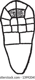 Es handelt sich um eine Figur des jungen Embryos, der die Zellen das sporogene Gewebe, die Vintage-Linien-Zeichnung oder Gravitation-Illustration produzieren.