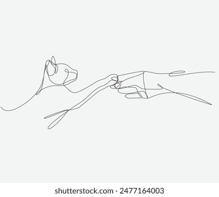 Este archivo se puede editar como se desee. La línea continua de un gato estira su pata como si estuviera estrechando la mano de un humano