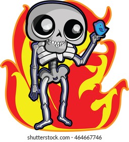 This file represents a cartoon skeleton handing a blue bird.