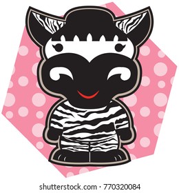 This file represents a cartoon zebra, with a pink background