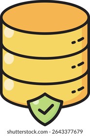 This filled database protection icon signifies secure data management, cybersecurity, and information safety. Excellent for illustrating robust digital security measures.