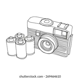 This is a film camera. This is vector file created by hand sketch.(reference with my photo)