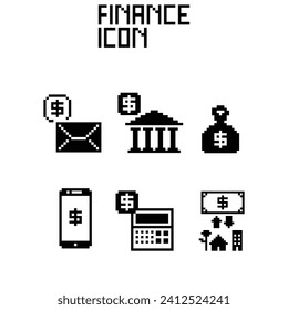 this finance icon in pixel art with black color and white background ,this item good for presentations,stickers, icons, t shirt design,game asset,logo and your project.