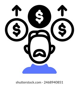 This Financial independence icon is suitable for Retirement, Pension, and Elderly Activities.