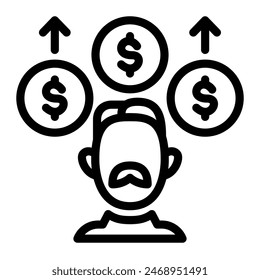 Dieses Symbol für finanzielle Unabhängigkeit eignet sich für Altersvorsorge, Rente und Seniorenaktivitäten.