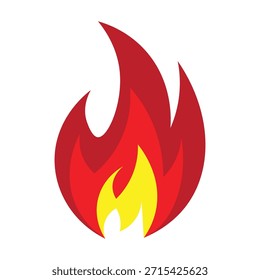 Este é um logotipo ou ícone de fogo com um design muito minimalista e muito feroz, consistindo de três camadas de fogo, parecendo um fogo em chamas.