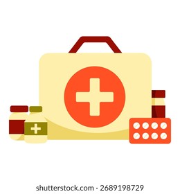 This First aid kit illustration is suitable for Charity and Humanitarian.
