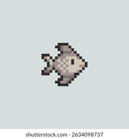 Dit is een vis icoon in pixel art met kleurrijke kleur, dit item is goed voor presentaties, stickers, pictogrammen, T-shirt ontwerp, game asset, logo en project.