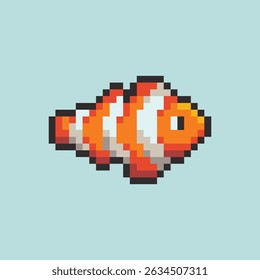 Dit is een vis icoon in pixel art met kleurrijke kleur, dit item is goed voor presentaties, stickers, pictogrammen, T-shirt ontwerp, game asset, logo en project.