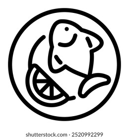 Este icono de pescado es adecuado para la alimentación y la agricultura, etc.