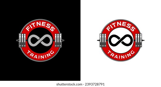 This fitness training logo seamlessly blends a barbell with the infinite symbol. It symbolizes boundless strength, endurance, and perpetual growth.